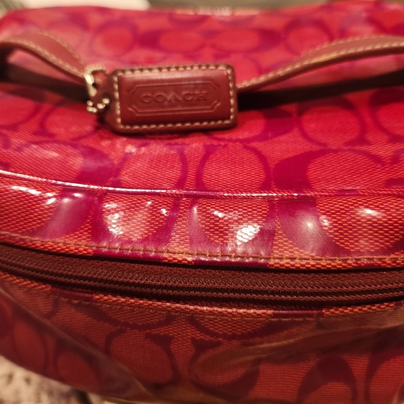 Red Coach Signature Vinyl Toiletry Bag - Picture 6 of 7